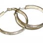 Vintage Large Braid Textured Silver-tone Round Hoop Leverback Earrings