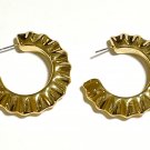 1994 AVON Large 2" Rippled Fashion Hoop Goldtone Earrings, Surgical Steel Posts