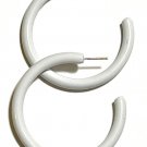Vintage Large White Enamel Open Hoop Earrings w/ Stainless Steel Posts Vintage Large White Enamel Open Hoop Earrings w/ Stainless Steel Posts