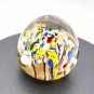 Millefiori Confetti Multicolor Controlled Bubble, 2" Art Glass Paperweight