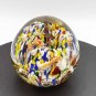 Millefiori Confetti Multicolor Controlled Bubble, 2" Art Glass Paperweight