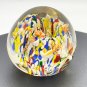 Millefiori Confetti Multicolor Controlled Bubble, 2" Art Glass Paperweight