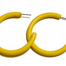 Vintage Large Yellow Enamel Open Hoop Earrings w/ Stainless Steel Posts Vintage Large Yellow Enamel Open Hoop Earrings w/ Stainless Steel Posts