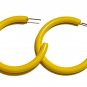 Vintage Large Yellow Enamel Open Hoop Earrings w/ Stainless Steel Posts