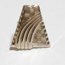 Vintage Gold Tone Geo Deco Wave & Weave Pattern Single Cuff Link