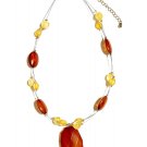 Vintage 16" Simulated Amber Pendant & Bead Wire Chain Choker Vintage 16" Simulated Amber Pendant & Bead Wire Chain Choker