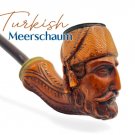 1850's Ottoman Meerschaum Pipe, Sterling Silver, Antler Horn, Cherry Stem