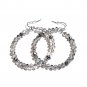 Comet Argent Light & Dark Crystal Beaded Silver French Wire Hoop Earrings