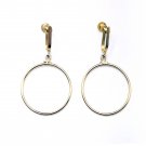 Vintage Gold Tone Dangling Hoop Screw Back Clip-on Earrings Vintage Gold Tone Dangling Hoop Screw Back Clip-on Earrings