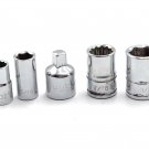 Husky 5-Piece SAE, 1/4" + 3/8" Drive, 6 + 12 Point, Shallow Socket & Adapter Set Husky 5-Piece SAE, 1/4" + 3/8" Drive, 6 + 12 Point, Shallow Socket & Adapter Set