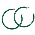 Vintage Forest Green Enamel Open Hoop Earrings w/ Stainless Steel Posts Vintage Forest Green Enamel Open Hoop Earrings w/ Stainless Steel Posts