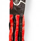40" Jolly Roger Skull Pirate Red & Black Nylon Wind Sock Windsock Halloween
