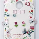 4 Pairs Easter Egg Bunny "Hop to it!" Adorable Girls Stud Pierced Earring Set