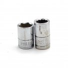 Vintage GREAT NECK Shallow Socket Pair - 13mm 6-Pt 1/4" Dr  & 7/16 12-Pt 3/8" Dr