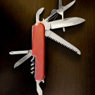 Vintage 3.5" Red 7-in-One Multi-Tool Folding Pocket Knife