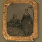 Antique Tintype Photograph of 2 Women in Decorative Copper Matte, 6th Plate
