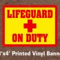 Lifeguard On Duty Banner 3x6 ft