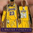 Los Angeles Lakers LeBron James and Kobe Bryant Mamba Out Lapel Pin 1.75"