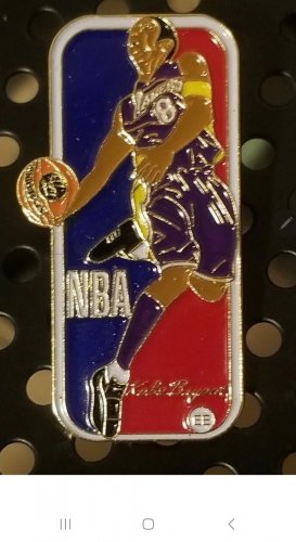 LAKERS KOBE BRYANT KB NBA LOGO #2 METAL LAPEL PIN  1.75"  TALL Limited Edition!