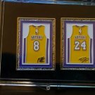 Los Angeles Kobe Bryant Retired #8 & #24 Jersey 3-D  Frame Lapel Pin Set Display Case