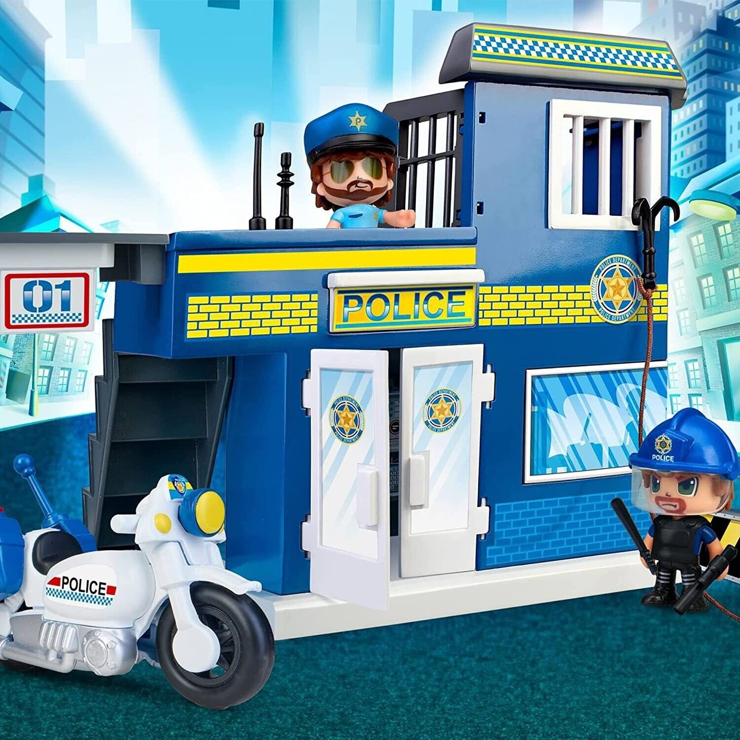 Pinypon Action Traps In The Police Station Playset - 3 Floors, Light & Sound Alarm, Includes 2 Figurines, Superhero Accessories - View #8