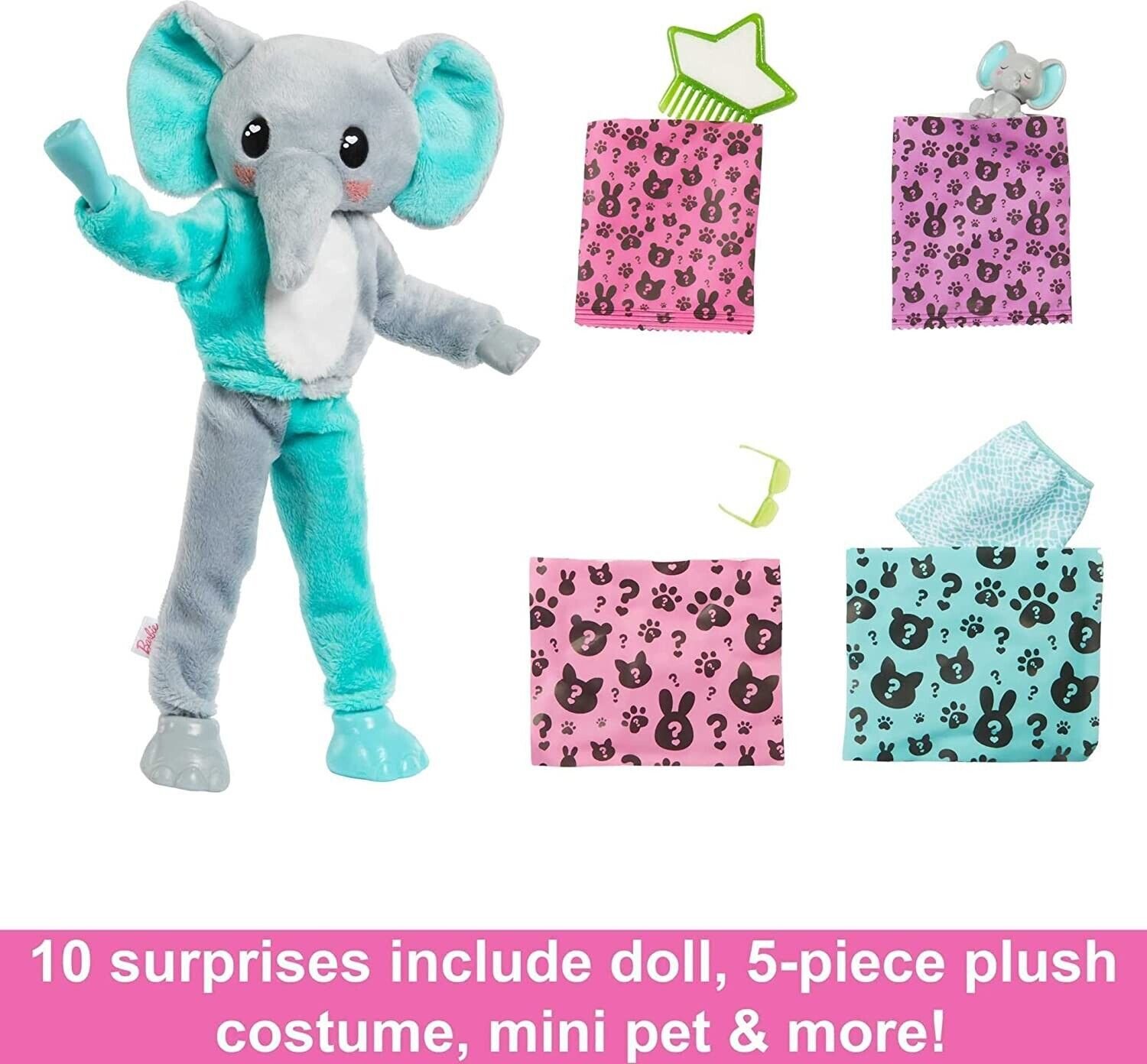 Barbie Cutie Reveal Series Friends of The Jungle Elephant Costume One Doll