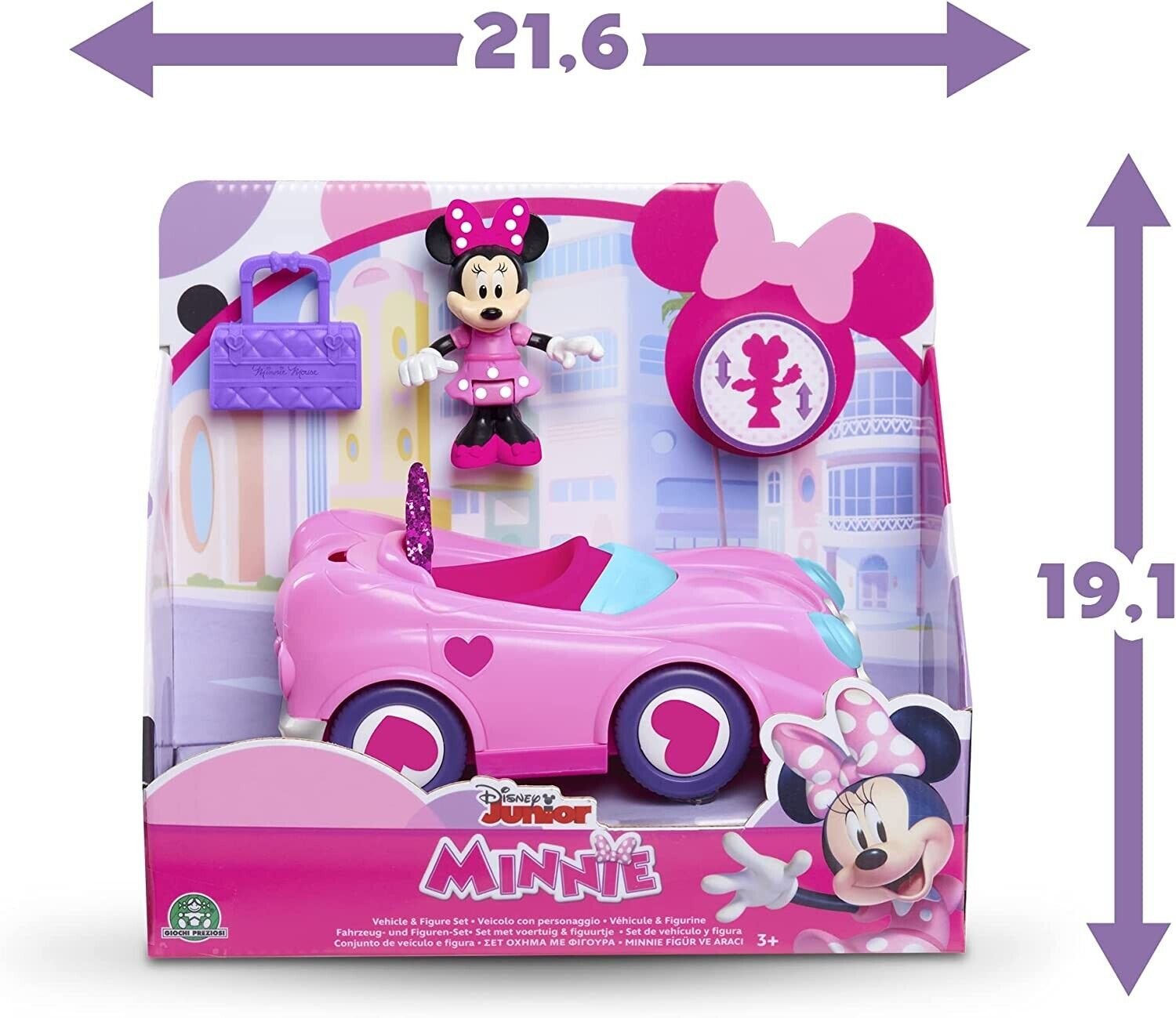 Famosa- Figure Articulated Of Minnie With Car Mcn18100 Pack And Vehicle