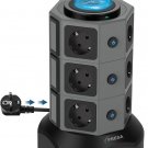 Apresa CP01W - Tower power strip with 12 Schuko outlets, 5 USB