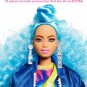 Barbie Extra Articulated Doll with Curly Blue Hair, Fashion