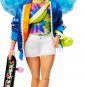 Barbie Extra Articulated Doll with Curly Blue Hair, Fashion