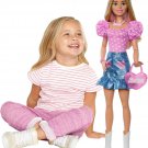 Barbie 28-inch Blonde Fashion Doll with Interchangeable Outfits, Pink Top,