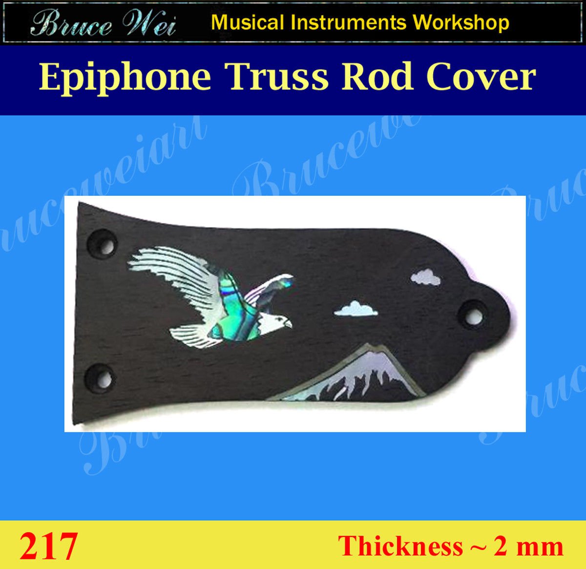 Bruce Wei, Rosewood Truss Rod Cover w/ Mop Art Inlay ( E217 )