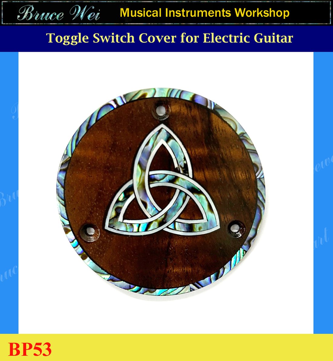 Toggle Switch cover Backplate for Electric Guitar, Hawaiian Koa, MOP & Abalone inlay ( BP53-1)