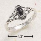 RG007-STERLING SILVER ELONGATED BLACK MARQUIS WITH SCROLL