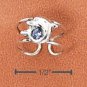 RG034-STERLING SILVER MINI DOLPHIN WITH BLUE CRYSTAL EAR CUFF