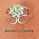 RG036-STERLING SILVER GREEN CRYSTAL CLOVER EAR CUFF