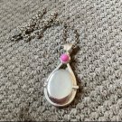 H2O Just Add Water Locket Customized Pink Agate Stone Sterling Silver Rolo Chain