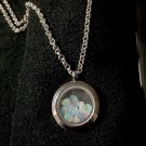 Ethiopian Welo Blue Fire Opal Crystal Glass Locket Necklace Sterling Silver 