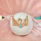 Barbie of Swan Lake Odette  Gold Plated Pendant Necklace Opal Stone