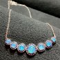Blue Fire Opal Multi Gemstone Balcony Pendant Necklace Silver Plated CZ