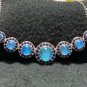 Blue Fire Opal Multi Gemstone Balcony Pendant Necklace Silver Plated CZ