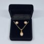 Peach Cultured Freshwater Pearl Pendant and Earring Set 18K Gold Plated