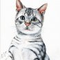 ♥ Original Oil Portrait Painting Art SILVER TABBY CAT ♥
