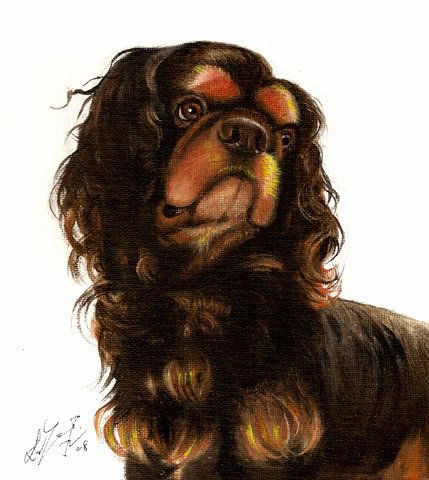 Original Oil DOG Portrait Painting KING CHARLES SPANIEL