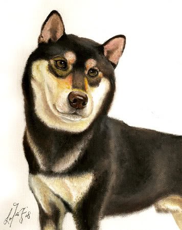 ★ Original Oil DOG Portrait Painting Japanese SHIBA INU