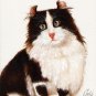 ★ Original Oil Portrait Painting Art BLACK & WHITE CAT