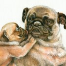 ★ ORIGINAL Oil Portrait Painting Dog Puppy Artwork PUG