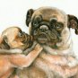 ★ ORIGINAL Oil Portrait Painting Dog Puppy Artwork PUG