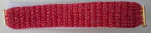 Beaded Bracelet - Red, right angle weave, 7inch, Handmade