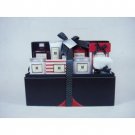 10 Pc Red & Rosy Bath Gift Set In A Black & Red Leather Case